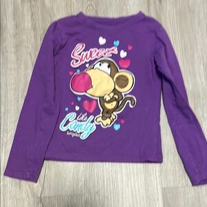 Purple Long Sleeve Kids Shirt with Cartoon Print